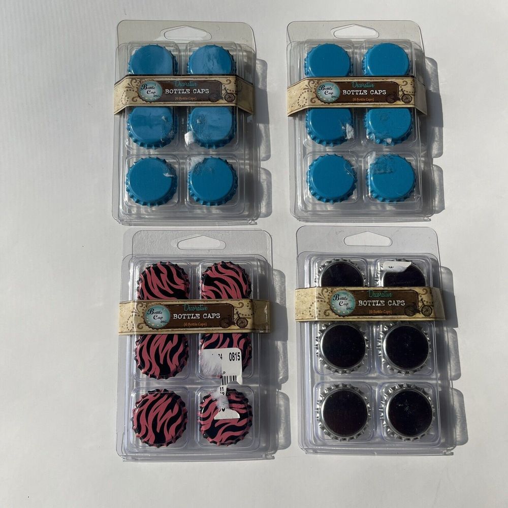 Decorative Bottle Caps for Crafting Jewelry - 24 Caps Total